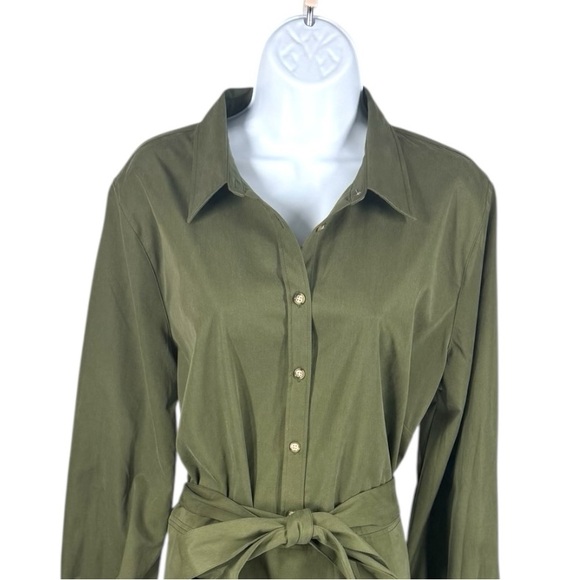 Olive Tory Green Lantern Sleeve Shirt Dress Midi XL NWT Tuckernuck - Picture 6 of 12